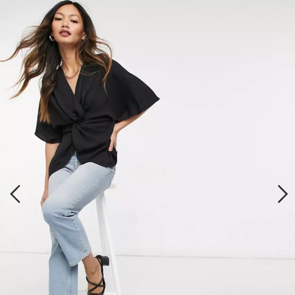 NWOT - ASOS DESIGN knot front top with kimono sleeve - Picture 4 of 4